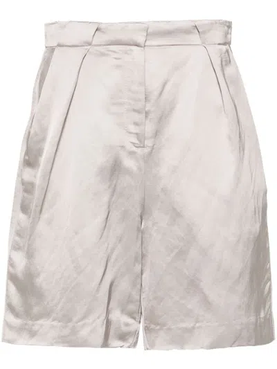 Calvin Klein Satin Tailored Shorts In Grey