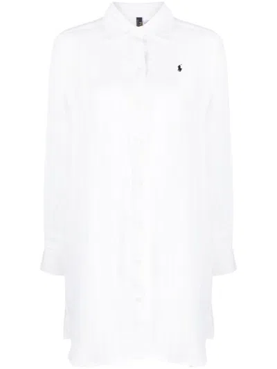 Polo Ralph Lauren Shirt Dress With Logo In White