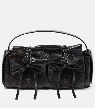 Acne Studios Atroska Small Leather Shoulder Bag In Black