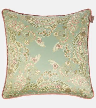 Etro Printed Cotton Cushion In Green