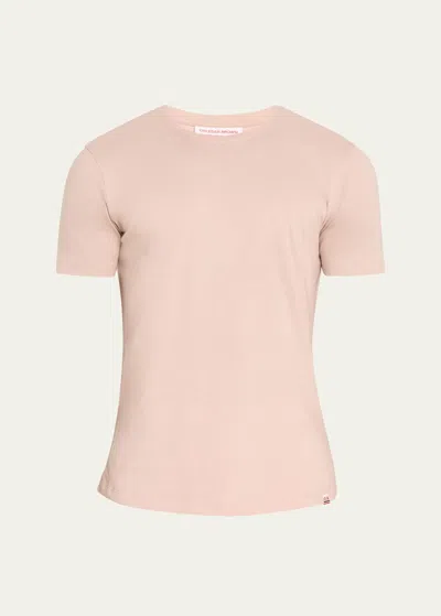 Orlebar Brown Men's Cotton-silk Solid T-shirt In Seashell Pink