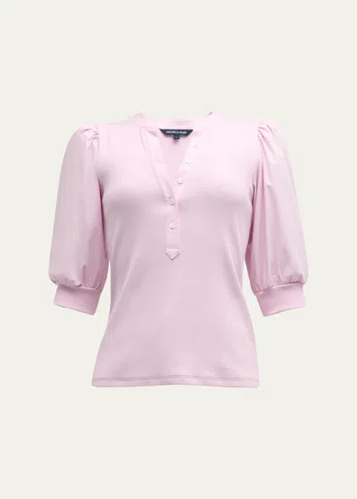 Veronica Beard Coralee Cotton Top In Barely Orchid