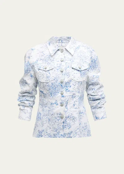 Cinq À Sept Garden Toile 纽扣夹克 In Plaster Blue