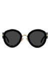 Loewe Golden Anagram Acetate Round Sunglasses In Shiny Black Smoke