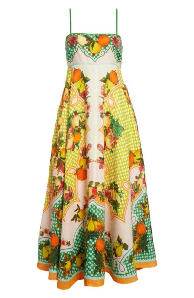 Alemais Lemonis Spaghetti-strap Midi Linen Sundress In Multicoloured