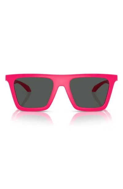 Versace Greca Rectangular Sunglasses, 53mm In Neon Pink Dark Grey