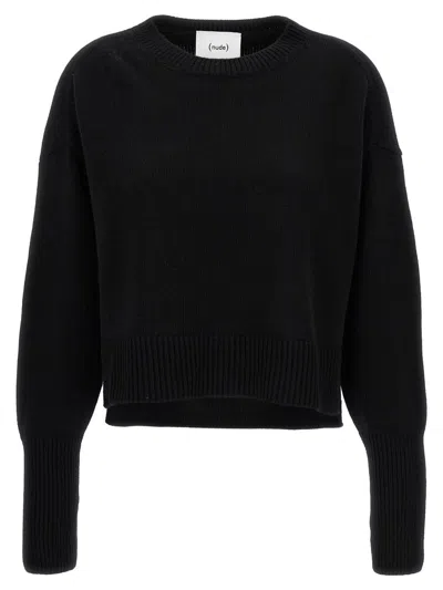 Nude Over Crop Sweater In Black
