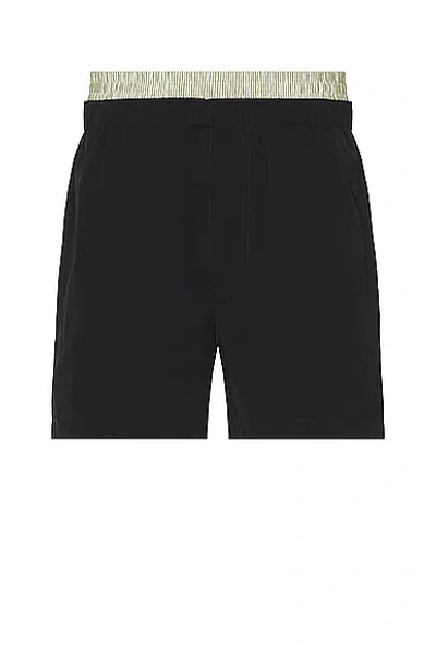 Bottega Veneta Double Layer Effect Swim Shorts In Black