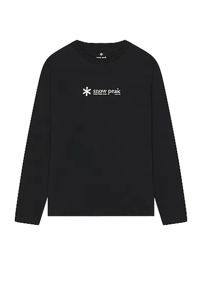 Snow Peak Soft Cotton Logo Long Sleeve T-shirt In Black