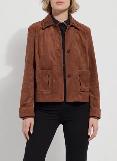 Lyssé Demi Embroidered Vegan Suede Jacket In Brown