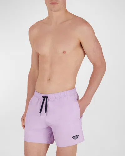 Emporio Armani Men's Eagle Patch Swim Shorts, Purple In Violet