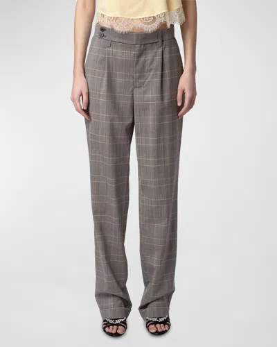 Zadig & Voltaire Pura High-waist Straight-leg Trousers In Grey
