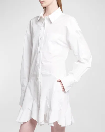 Stella Mccartney Ruffled Button-front Shirtdress In Pure White