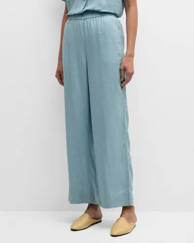 Eileen Fisher Petite Straight-leg Organic Linen Pants In Seafoam