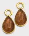Elizabeth Locke 19k Gold Venetian Crystal Pear Earring Charms In Brown
