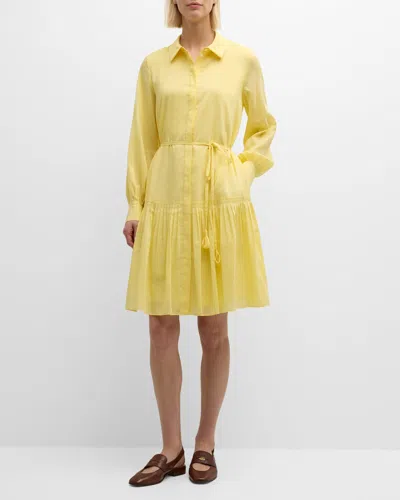 Kobi Halperin Viola Long Sleeve Cotton & Silk Shirtdress In Butter