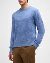 The Elder Statesman Men's Heavyweight Cashmere Sweater In Sapphire Marl