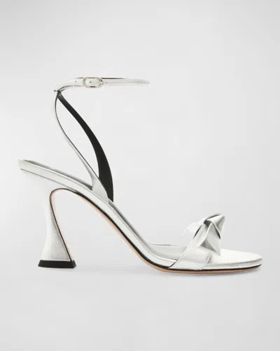 Alexandre Birman Clarita Bell 85mm Metallic Leather Sandals In Silver