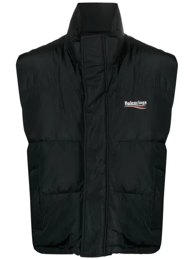 Balenciaga Political Campaign Down Vest In Black