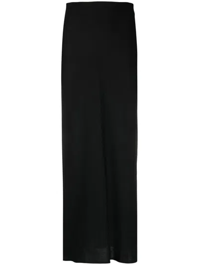 Brunello Cucinelli Silk Blend Long Skirt In Black