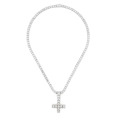 Darkai Reversed Cross Pendant Necklace In Silver