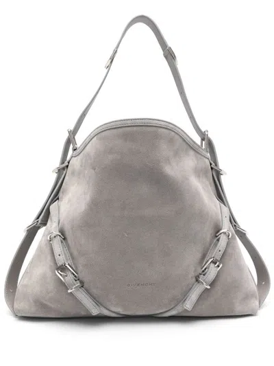 Givenchy Voyou Medium Suede Leather Shoulder Bag In Grey