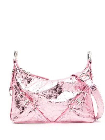 Givenchy Voyou Mini Laminated Leather Shoulder Bag In Pink