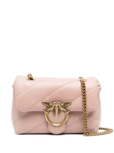 Pinko 'love Classic Puff' Pink Shoulder Bag With Diagonal Maxi Quilting In Leather Woman