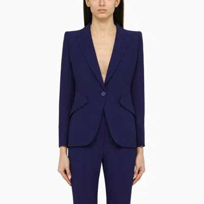 Alexander Mcqueen Electric Single-breasted Jacket In Blue