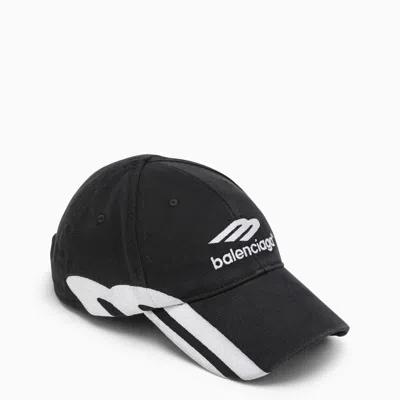 Balenciaga Washed Out Baseball Cap With Logo In Black