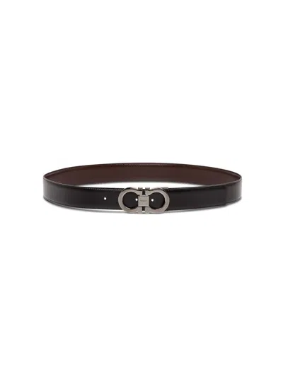 Ferragamo Black Double Hook Reversible Belt Man