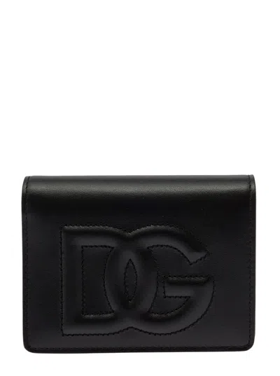 Dolce & Gabbana Black Wallet With 3d Effect Quilted Logo Detail In Leather Woman