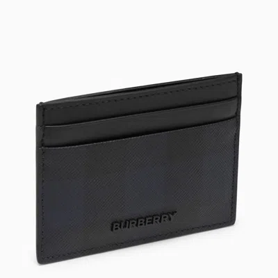 Burberry Navy Blue Card Holder With Check Motif