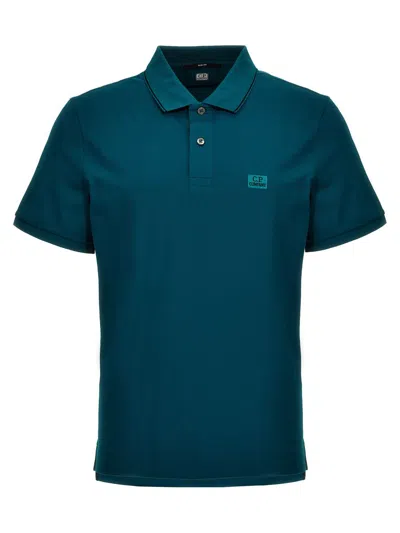 C.p. Company Logo Embroidery Polo Shirt In Blue