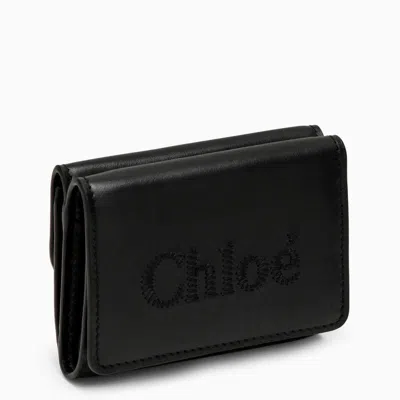 Chloé Sense Trifold Wallet Small In Black