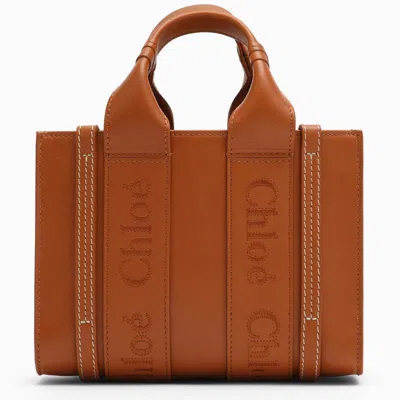 Chloé Woody Mini Brown Bag In Orange