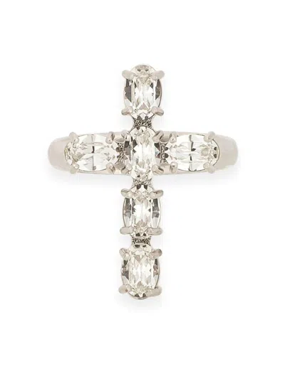 Dolce & Gabbana Cross Embellished Ring In White