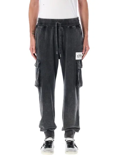 Dolce & Gabbana Jogging Plaque Sweatpants In Grey Washed