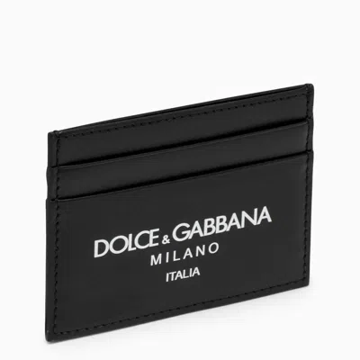 Dolce & Gabbana Dolce&gabbana Calfskin Card Holder With Logo In Black