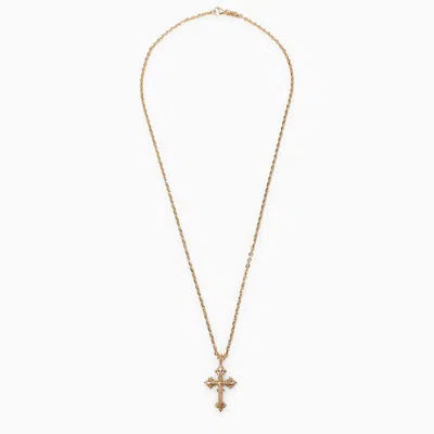 Emanuele Bicocchi Avelli Small Cross Necklace In Gold-plated In Metal