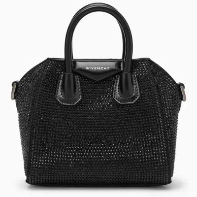 Givenchy Antigona Micro Bag With Rhinestones In Black
