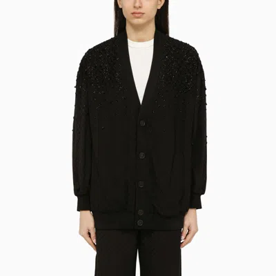 Golden Goose Boxy Cardigan With Sequins In Black