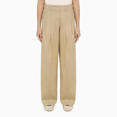 Golden Goose Wide Sand-coloured Trousers In Grey