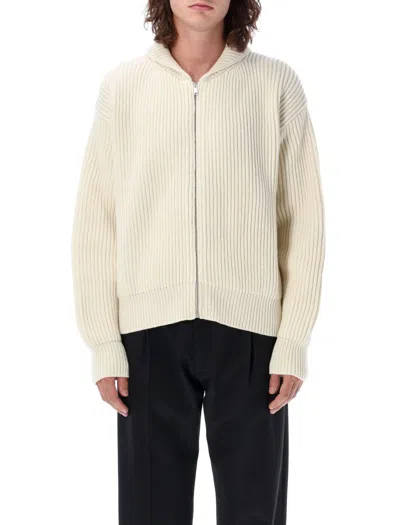 Jil Sander Zip Sweater In Natural