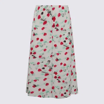 Marni White Midi Skirt In Lily White