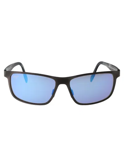 Maui Jim Sunglasses In 14 Blue Hawaii Anemone Brushed Dark Gunmetal