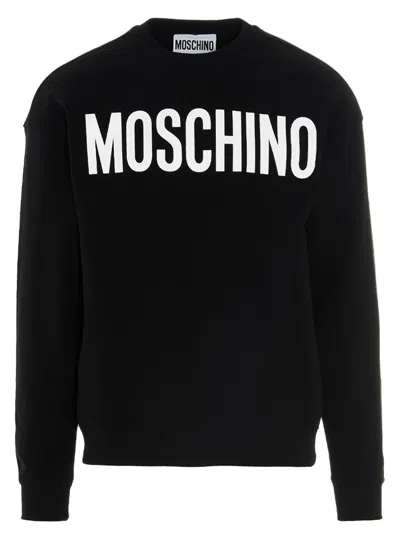 Moschino Lettering Logo Print Sweatshirt In White/black