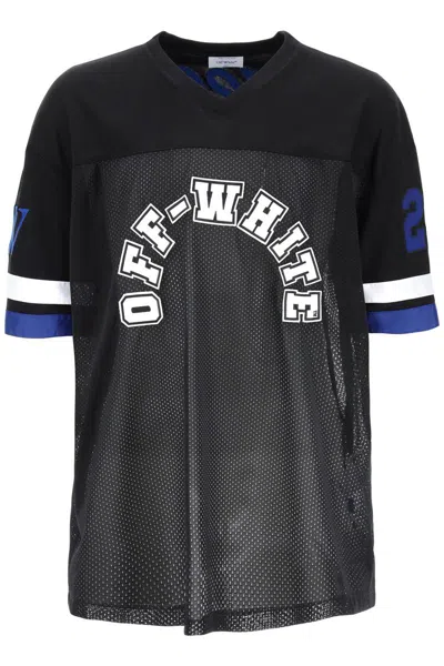 Off-white Football T-shirt With Patches In Black