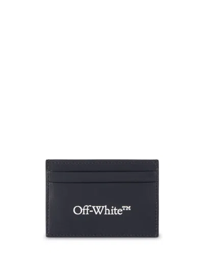 Off-white Logo Leather Card Case In Black