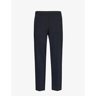 Theory Womens Concord Treeca Pull-on Tapered-leg Mid-rise Linen-blend Trousers